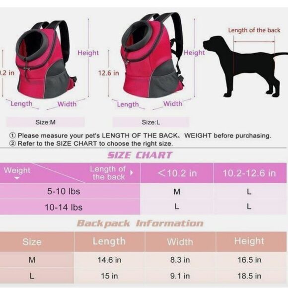 WOYYHO Dog Pet Carrier Backpack Mesh Breathable Head-Out-Pink-Large (3 in Stock) - Picture 4 of 16